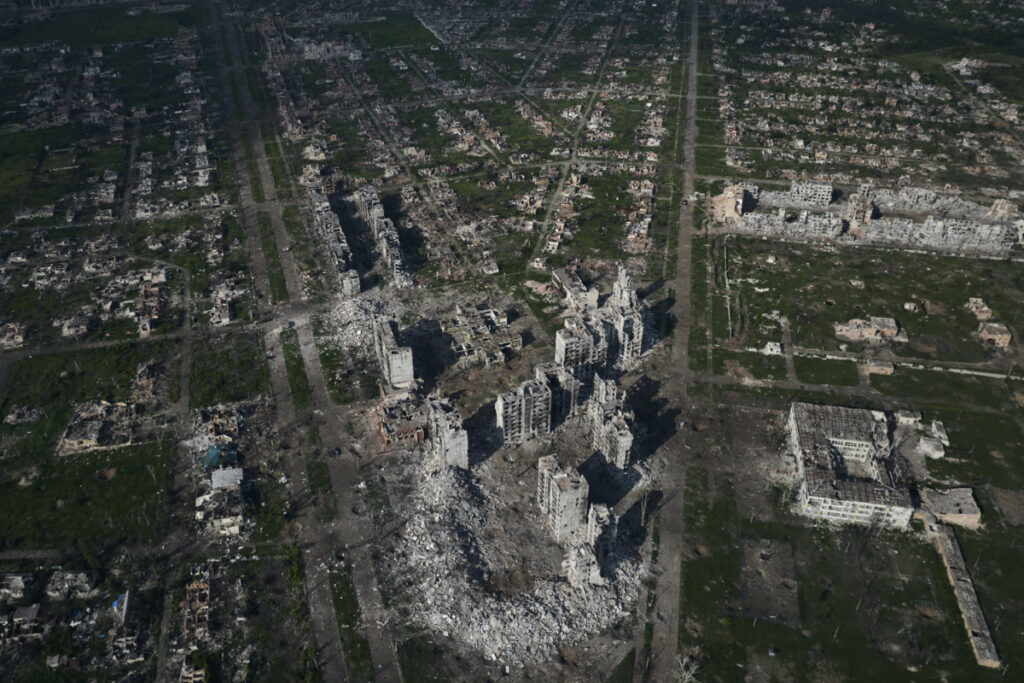 An aerial view of Bakhmut, the site of the heaviest battles with Russian troops in the Donetsk region, Ukraine, on Thursday, 22nd June, 2023.
