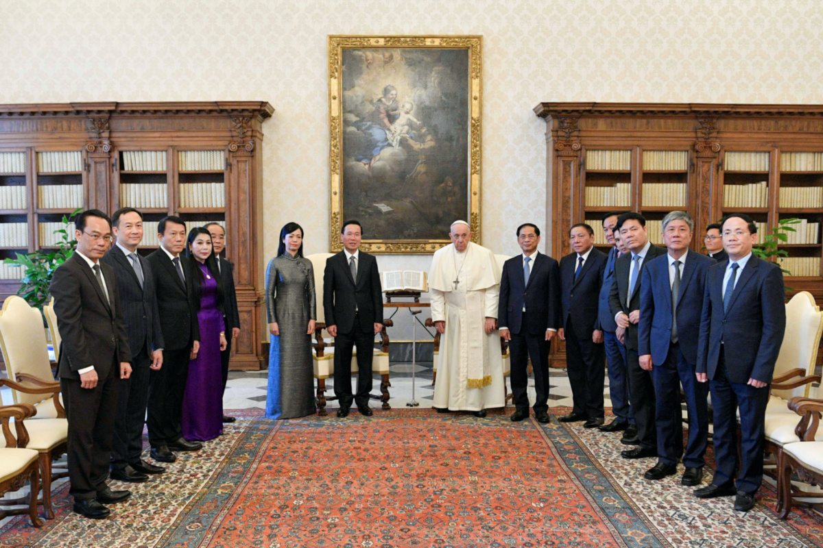 Pope Francis meets with Vietnamese President Vo Van Thuong at the Vatican City, on 27th July, 2023. 