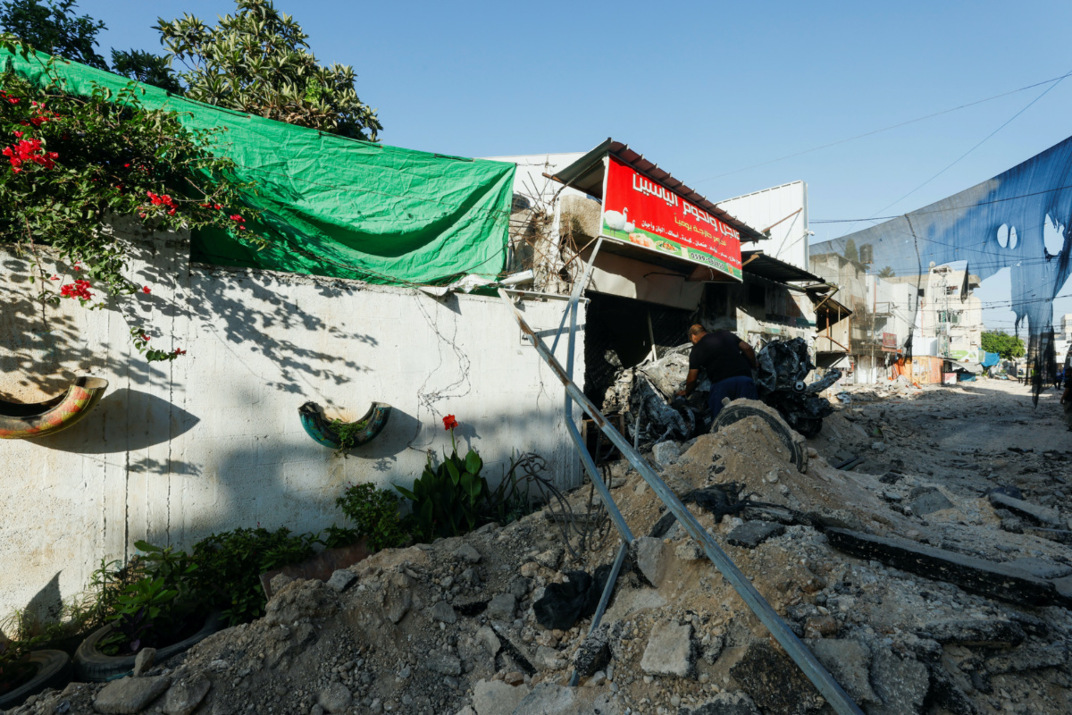 A view of a street dug up by a bulldozer during an Israeli military operation, in Jenin, in the Israeli-occupied West Bank, on 4th July, 2023. 