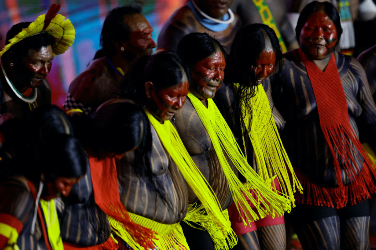  Indigenous Kayapo women during an event on the Amazon in Belem 
