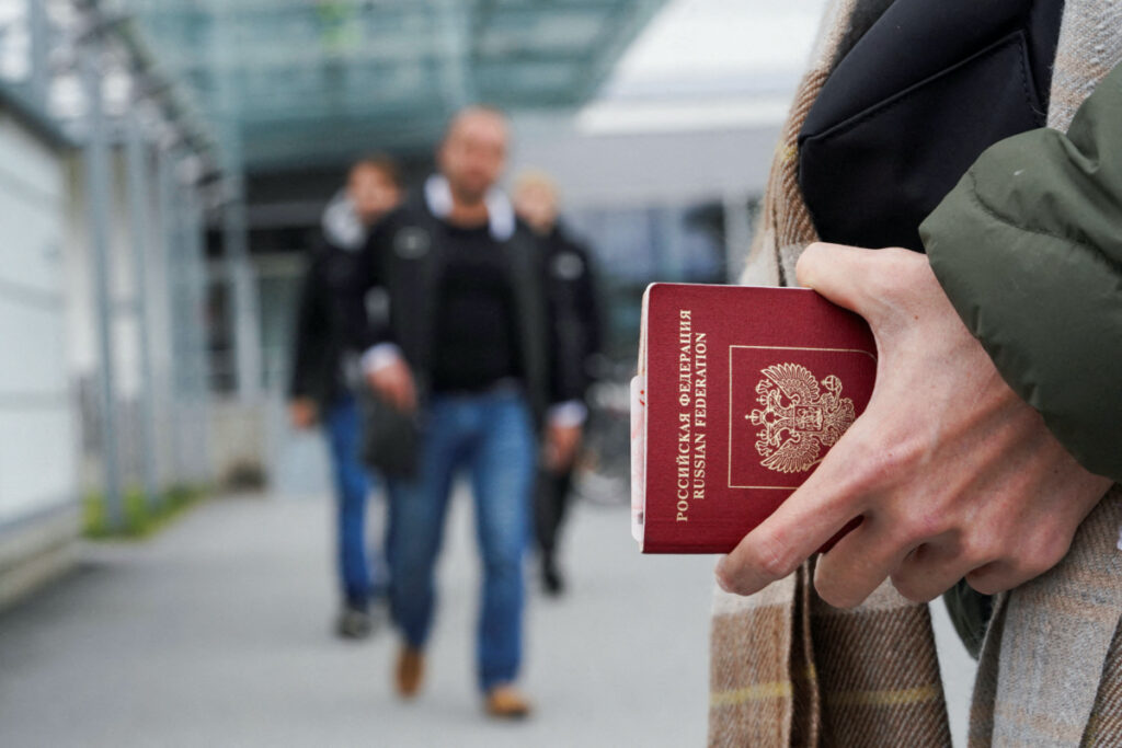 A person holds a Russian Passport at Vaalimaa border crossing point between Russia and Finland, in Vaalimaa, Finland, on 23rd September, 2022.