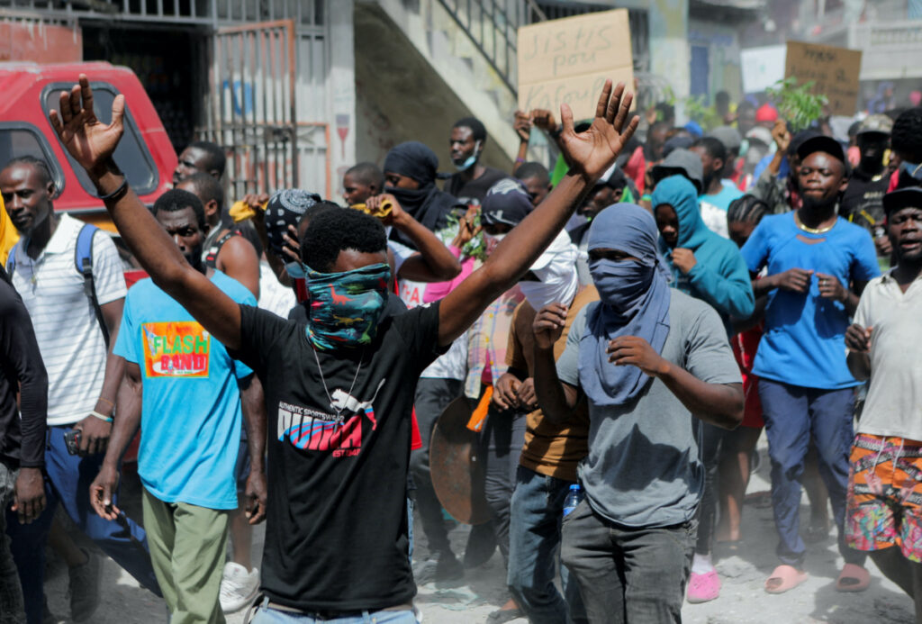 People attend a protest demanding an end to gang violence, in Port-au-Prince, Haiti, on 14th August, 2023.
