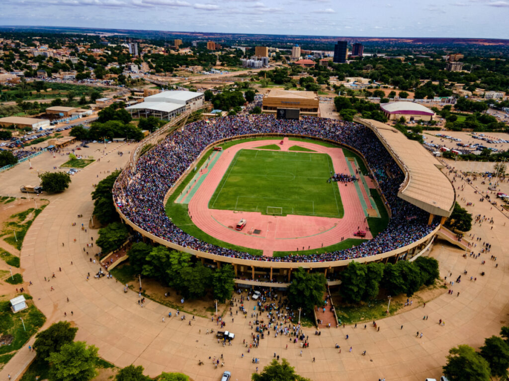 General view as supporters of Niger's coup leaders take part in a rally at a stadium in Niamey, Niger, on 6th August, 2023