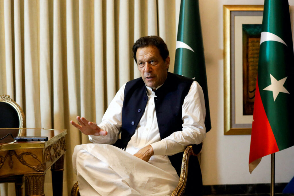 Former Pakistani Prime Minister Imran Khan speaks with Reuters during an interview, in Lahore, Pakistan, on 17th March, 2023.