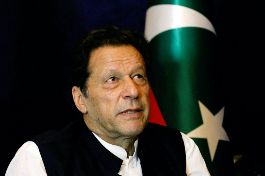 Former Pakistani Prime Minister Imran Khan pauses as he speaks with Reuters during an interview, in Lahore, Pakistan, on 17th March, 2023