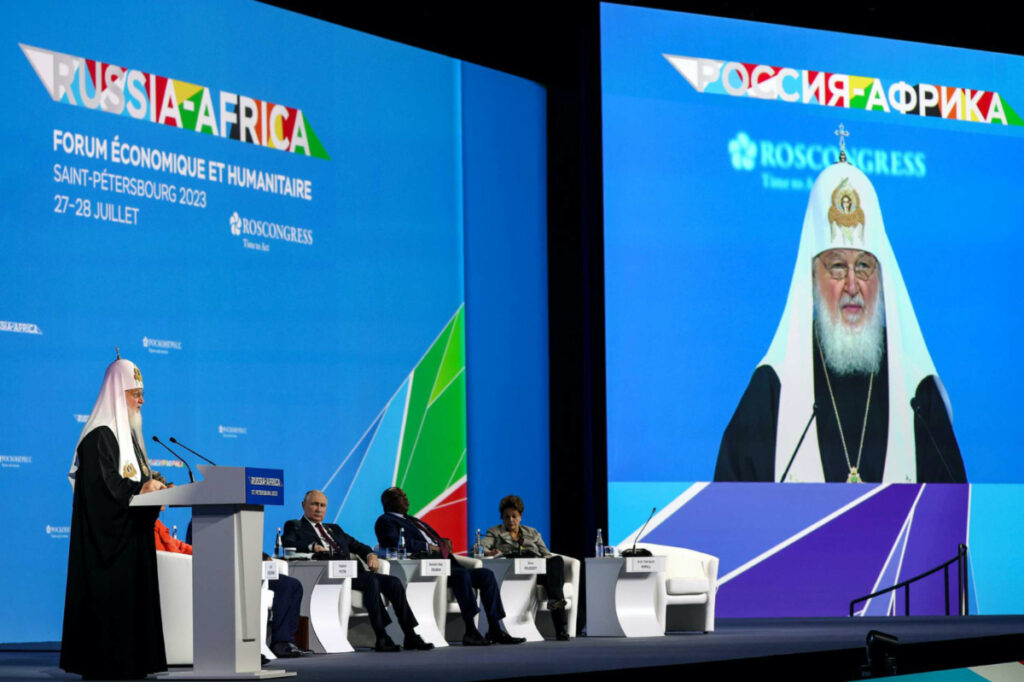 Patriarch Kirill speaks during the Russia-Africa Summit in St. Petersburg, Russia, on 27th July, 2023.