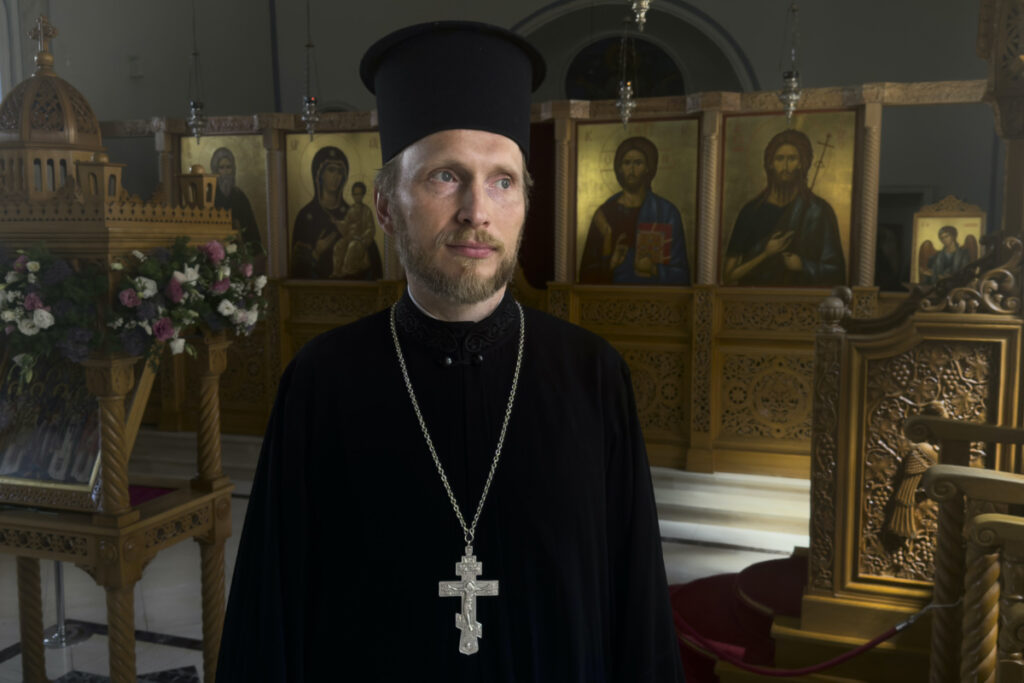 Rev Ioann Koval stands inside an old Orthodox church in Antalya, Turkey, on Sunday, 16th July, 2023.