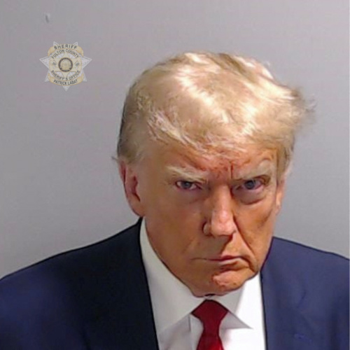 Former US President Donald Trump is shown in a police booking mugshot released by the Fulton County Sheriff's Office, after a Grand Jury brought back indictments against him and 18 of his allies in their attempt to overturn the state's 2020 election results in Atlanta, Georgia, US, on 24th August, 2023.