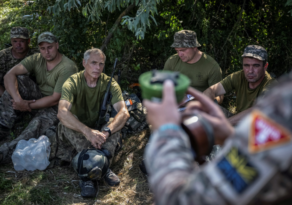 Sappers of 128th separate territorial defence brigade of the Armed Forces of Ukraine take part in a training, amid Russia's attack on Ukraine, in Donetsk region, Ukraine, on 2nd August, 2023.