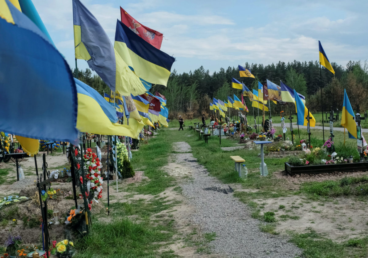 A view shows graves of killed Ukrainian defenders, amid Russia's attack on Ukraine, at a cemetery in Poltava, Ukraine, on 23rd May, 2023