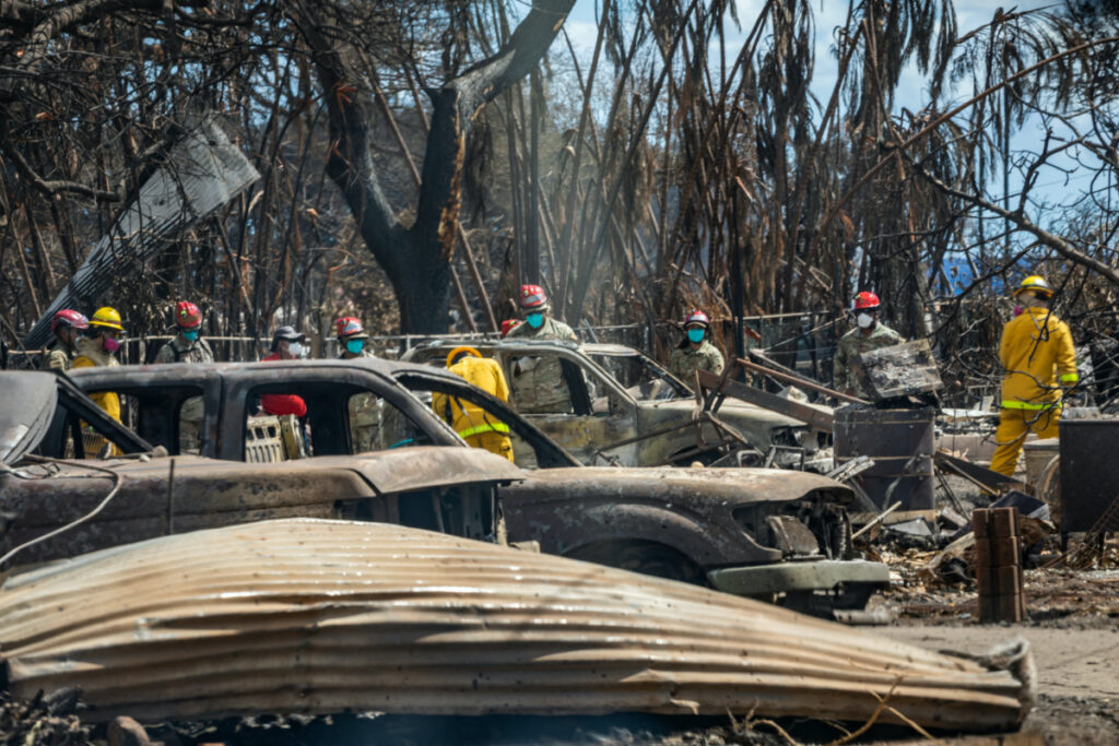 Combined Joint Task Force 50 search, rescue and recovery personnel conduct search operations of areas damaged by Maui wildfires in Lahaina, Hawaii, US on 15th August, 2023