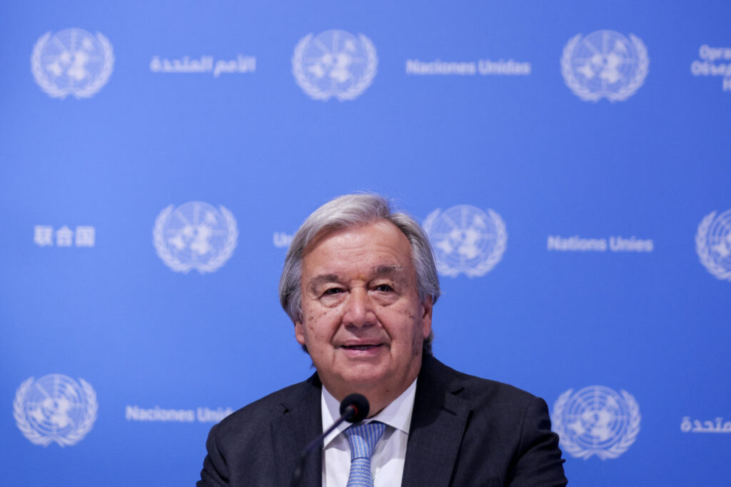 UN Secretary-General Antonio Guterres holds a press conference, ahead of G20 Summit in New Delhi, India, on 8th September, 2023