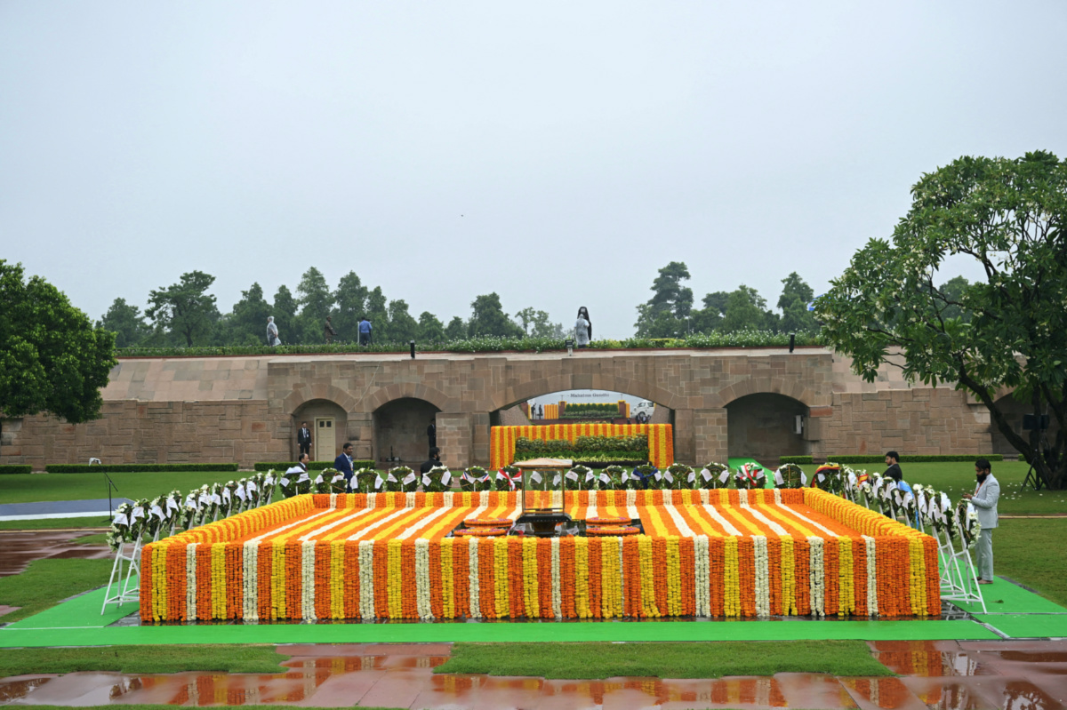 The Raj Ghat memorial is seen ahead of the arrival of US President Joe Biden who will visit the Raj Ghat memorial with Prime Minister of India Narendra Modi and other G20 leaders, on 10th September, 2023, in New Delhi
