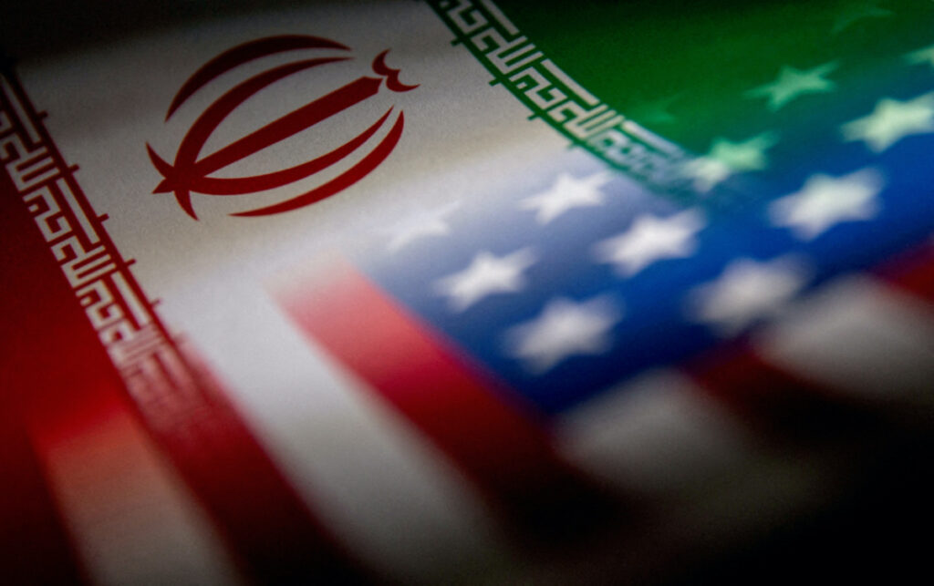 The Iranian and US flags are seen printed on paper in this illustration taken on 27th January, 2022