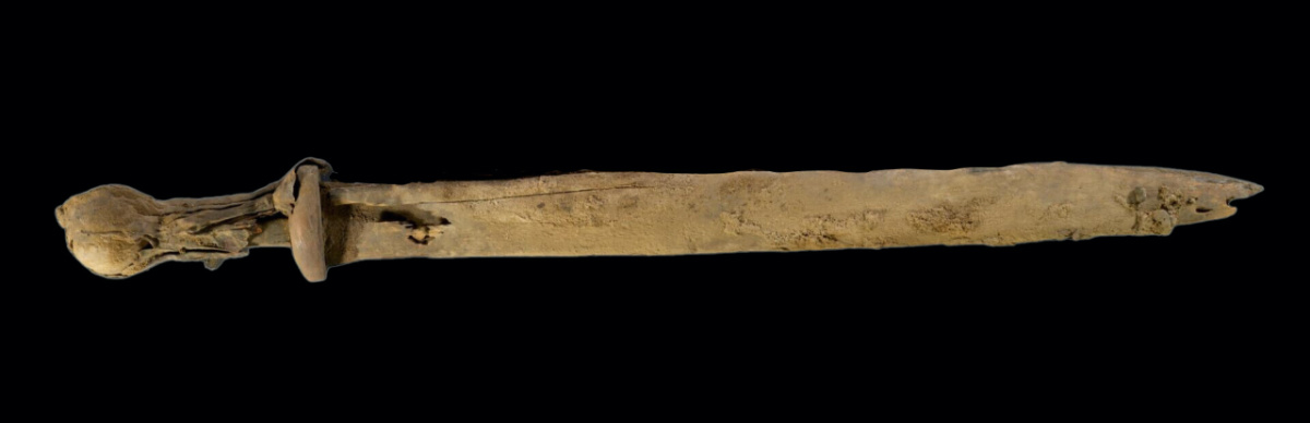 One of the swords recently found in a cave near the Dead Sea. 
