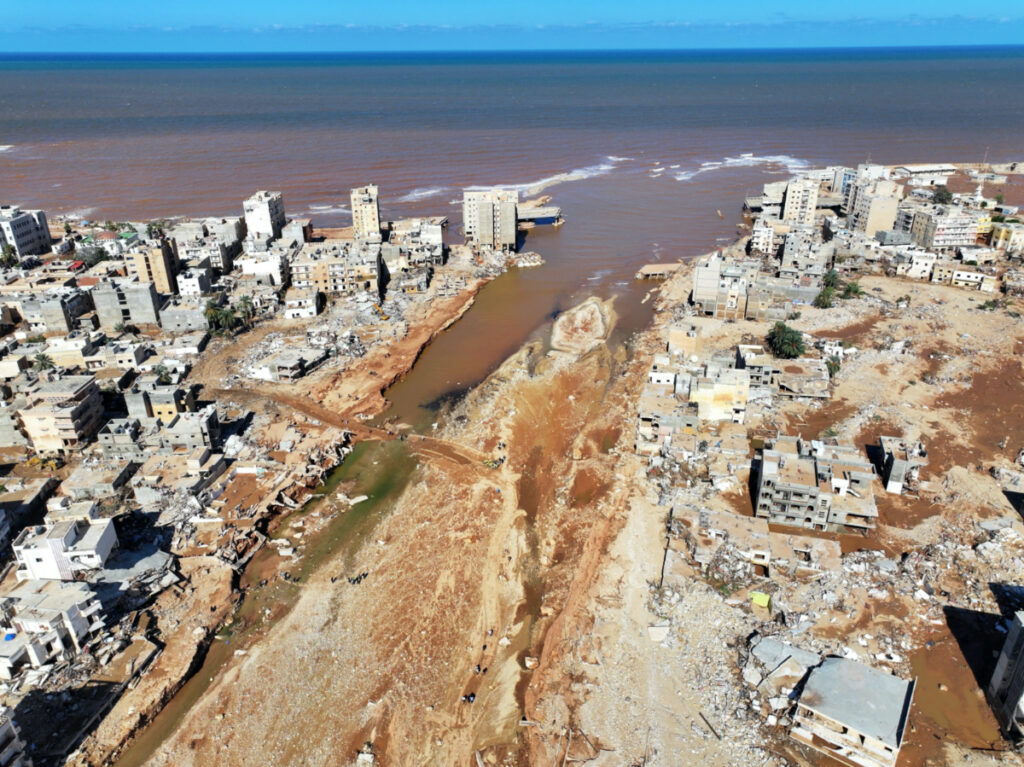 A view shows the damaged areas, in the aftermath of the floods in Derna, Libya, on 13th September, 2023