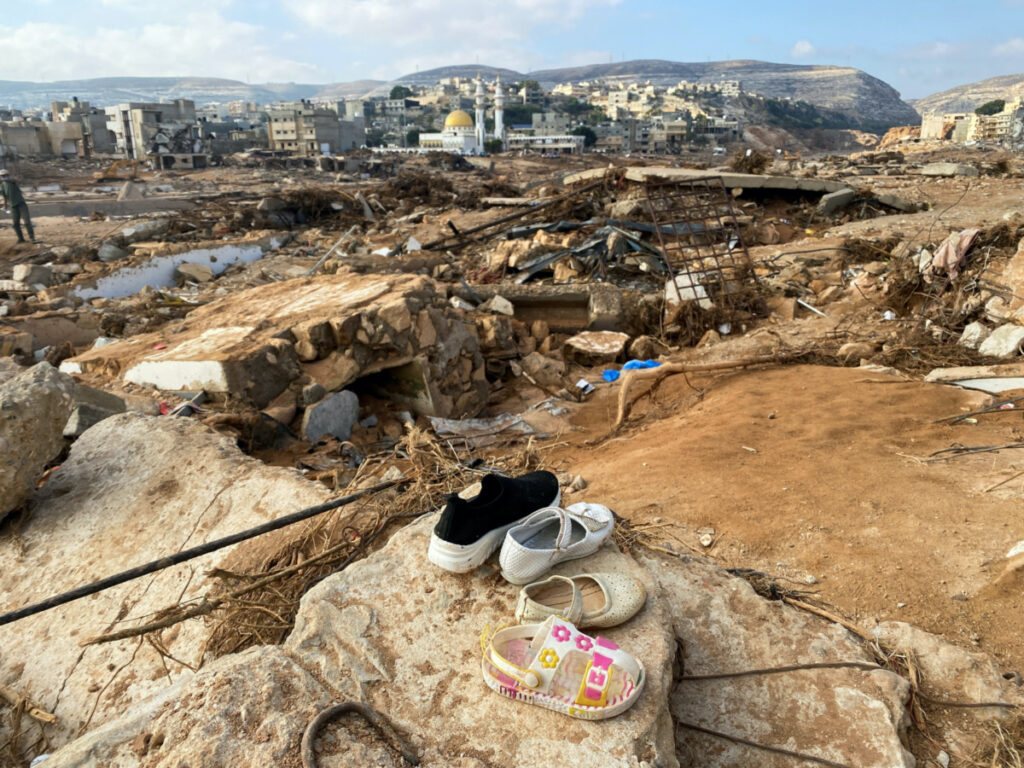 A view shows the destruction, in the aftermath of the floods in Derna, Libya, on 16th September, 2023.