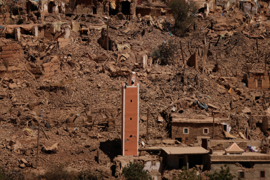 A general view of damages in the aftermath of a deadly earthquake, in Adassil, Morocco, on 11th September, 2023.