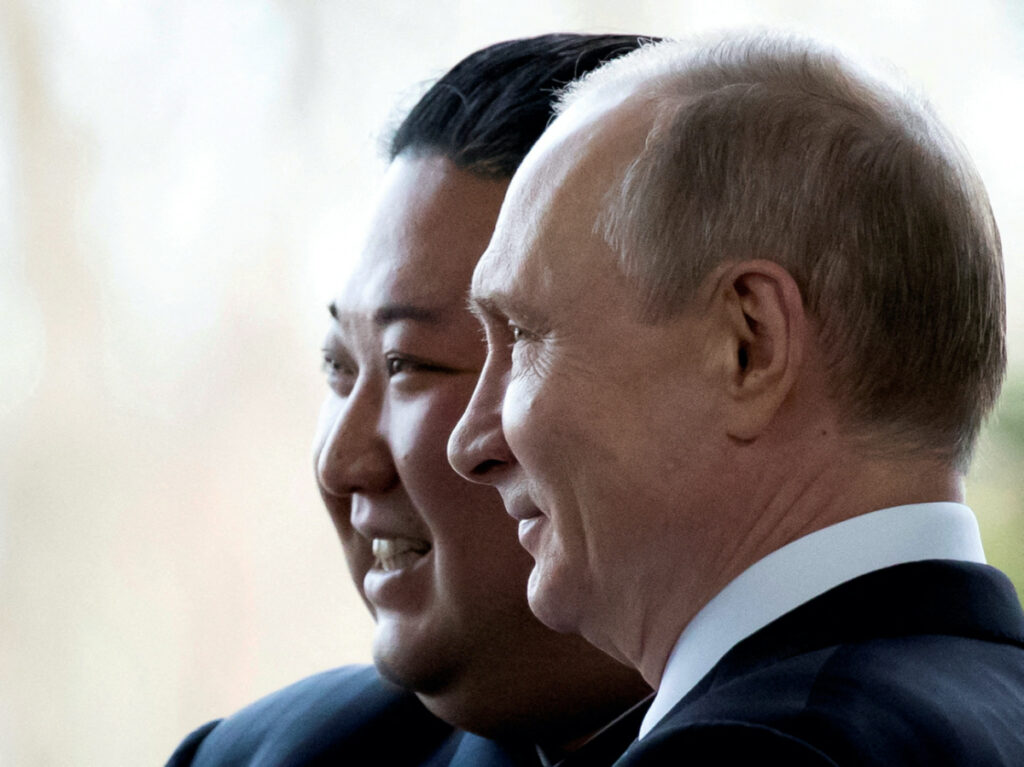 Russian President Vladimir Putin and North Korea's leader Kim Jong Un pose for a photo during their meeting in Vladivostok, Russia, on 25th April, 2019.