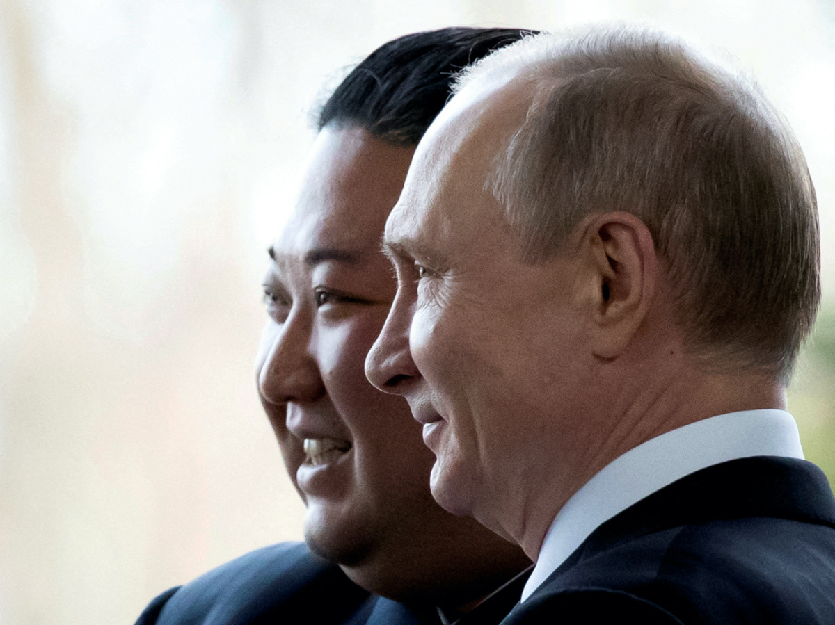 Russian President Vladimir Putin and North Korea's leader Kim Jong Un pose for a photo during their meeting in Vladivostok, Russia, on 25th April, 2019.