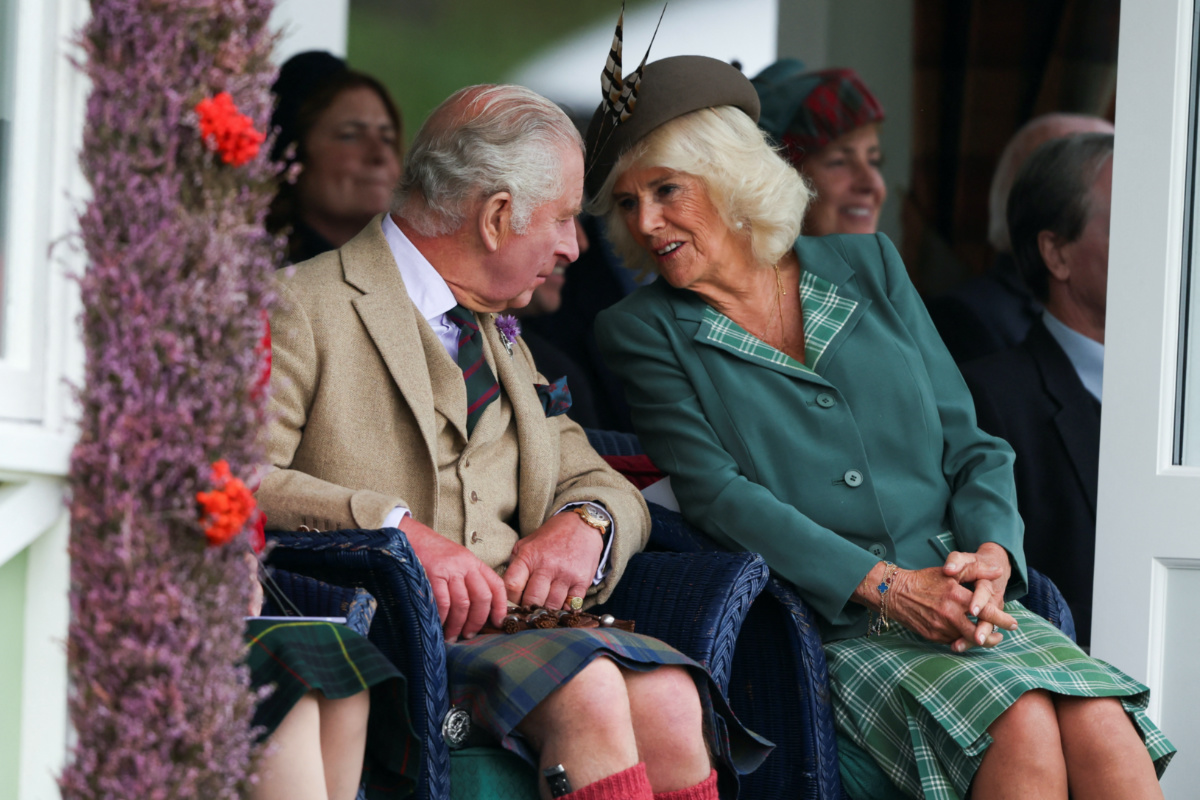 Britain's King Charles III and Queen Camilla attend the Braemar Royal Highland Gathering at the Princess Royal and Duke of Fife Memorial Park in Braemar, Scotland, Britain, on 2nd September, 2023
