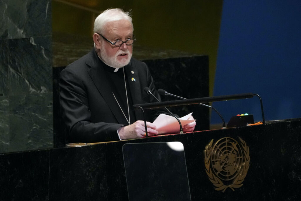 The Holy See Secretary of State Archbishop Paul Richard Gallagher addresses the 78th session of the United Nations General Assembly, on Tuesday, 26th September, 2023