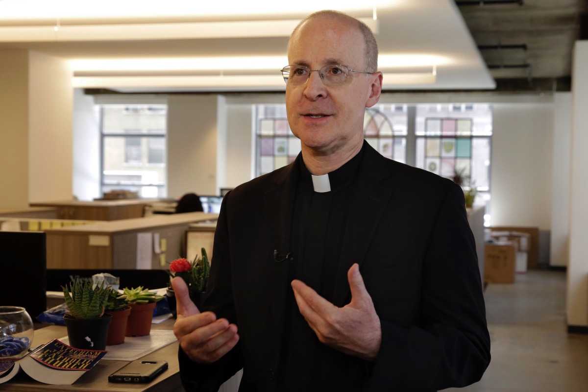 Father James Martin, a Jesuit priest and editor-at-large of America Magazine, is interviewed at the publication's offices, in New York, on Monday, 21st May, 2018.