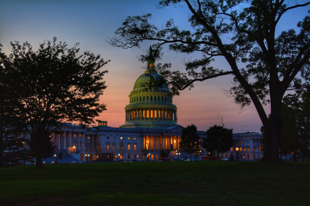 US Washington DC US Capitol illuminated