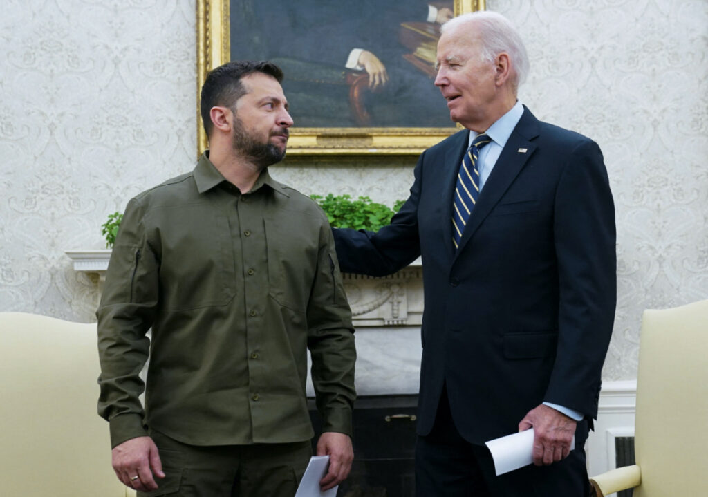 US President Joe Biden meets with Ukrainian President Volodymyr Zelenskiy in the Oval Office of the White House in Washington, on 21st September, 2023