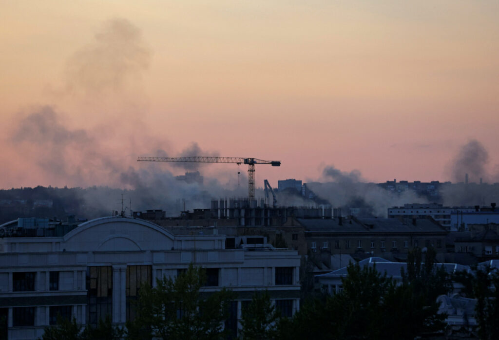 Smoke rises above buildings following a shelling in the course of Russia-Ukraine conflict in Donetsk, Russian-controlled Ukraine, on 10th September, 2023