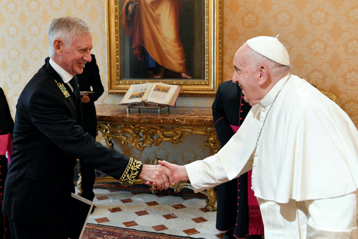 Pope Francis meets with Russian ambassador to the Vatican Ivan Soltanovsky at the Vatican, on 18th September, 2023. 