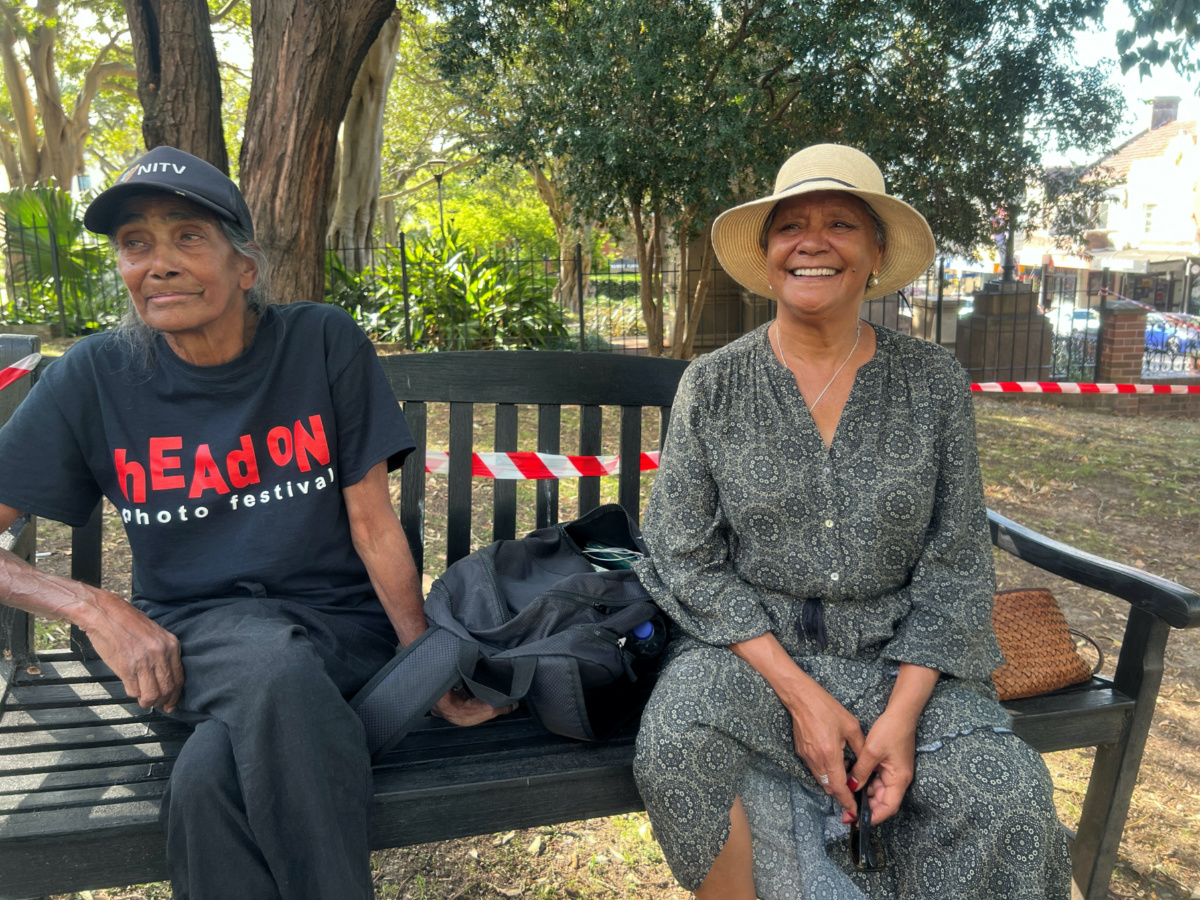 Barbara McGrady, an indigenous photographer, sits with Karleen Green as local Indigenous community members gather at St John's church in Glebe to await the outcome of a referendum, in Sydney, Australia, on 14th October, 2023