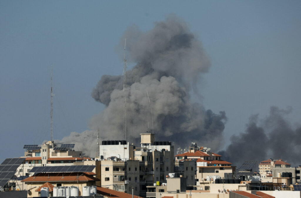 Smoke rises following Israeli strikes in Gaza, on 12th October, 2023