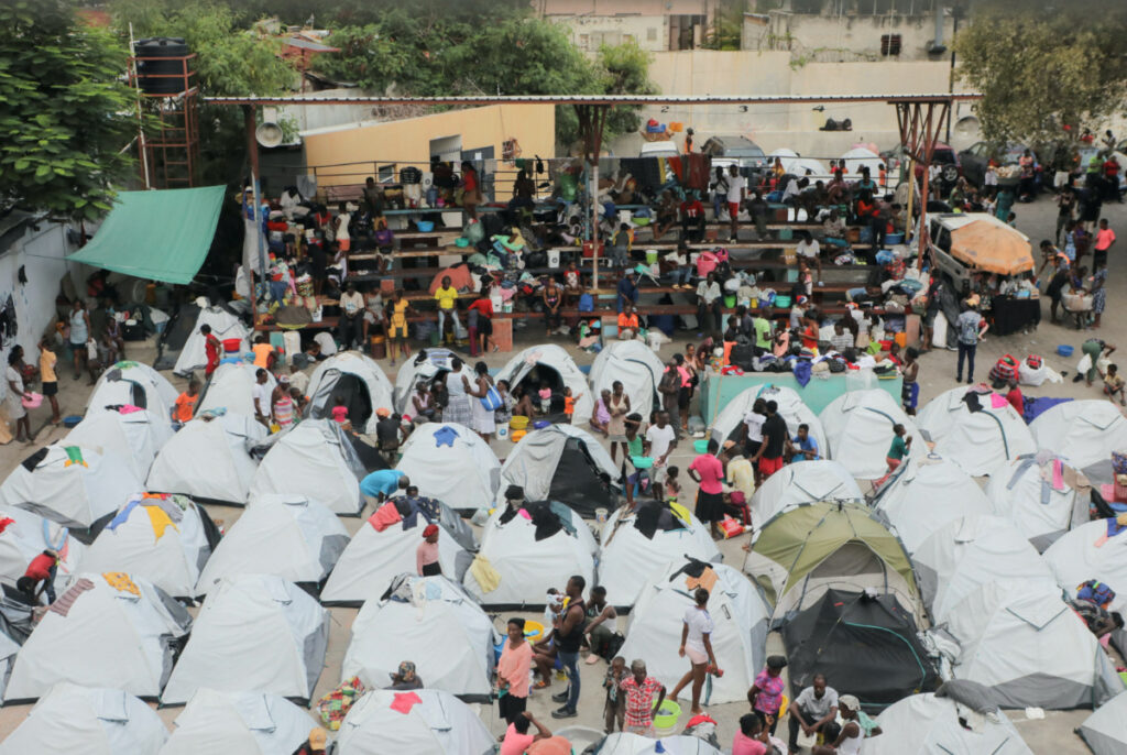 People fleeing gang violence take shelter at a sports arena, in Port-au-Prince, Haiti, on 1st September, 2023