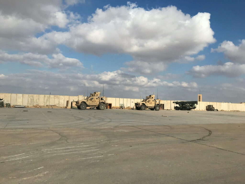 Military vehicles of US soldiers are seen at the al-Asad air base in Anbar province, Iraq, on 13th January, 2020