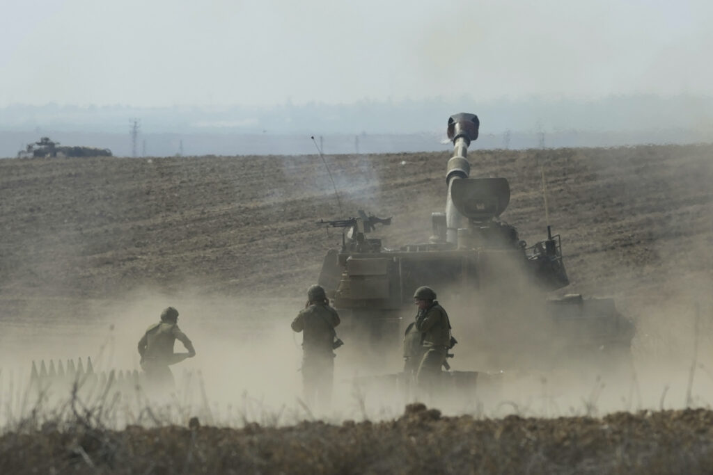 An Israeli mobile artillery unit fired a shell from southern Israel towards the Gaza Strip, in a position a near the Israel Gaza border, Israel, on Wednesday, 11th October, 2023