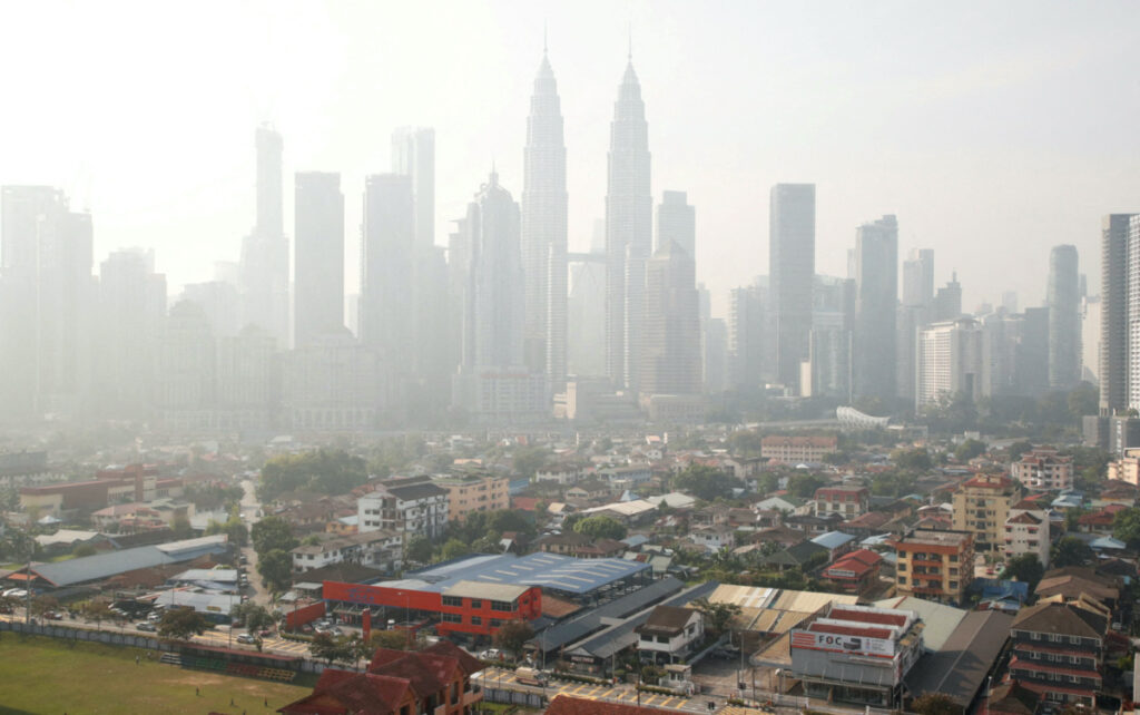 A view shows the city shrouded by haze in Kuala Lumpur, Malaysia, on 3rd October, 2023