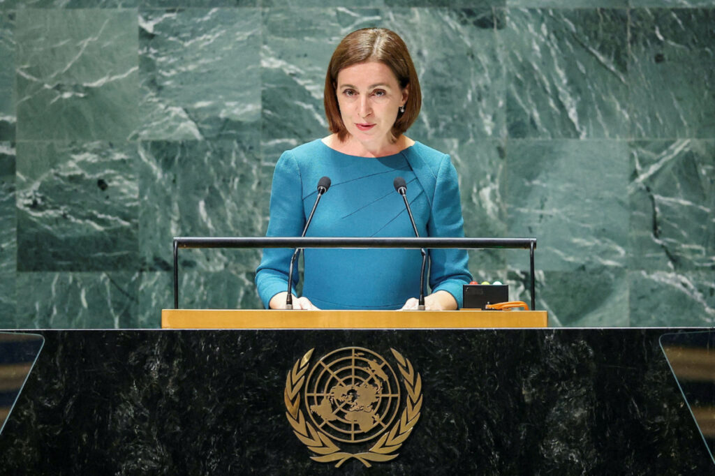 Moldova's President Maia Sandu addresses the 78th Session of the UN General Assembly in New York City, US, on 20th September, 2023