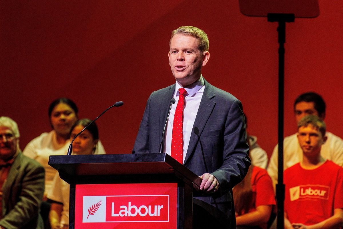 Prime Minister and Labour Party Leader Chris Hipkins speaks at the New Zealand Labour Party’s election campaign launch event in Auckland, New Zealand, on 2nd September, 2023