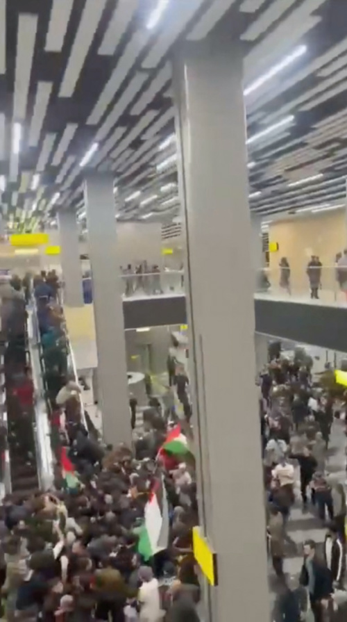 Pro-Palestinian protesters storm an airport building, in Makhachkala, Russia, on 29th October, 2023