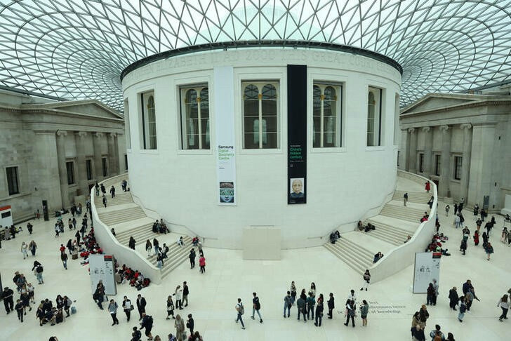 People walk through the atrium of the British Museum in London, Britain, on 28th September, 2023