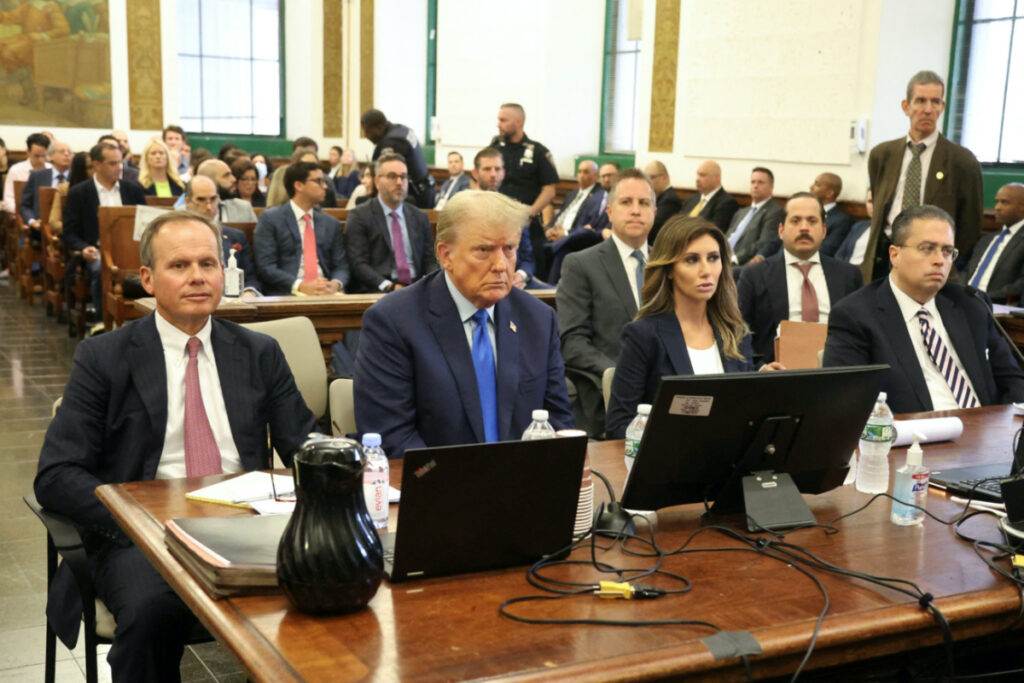 Former US President Donald Trump attends the trial of himself, his adult sons, the Trump Organization and others in a civil fraud case brought by state Attorney General Letitia James, at a Manhattan courthouse, in New York City, US, on 2nd October, 2023