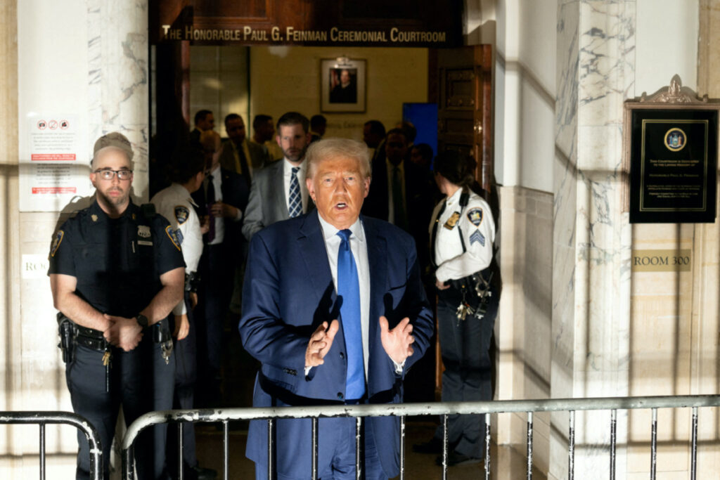 Former US President Donald Trump attends the Trump Organization civil fraud trial, in New York State Supreme Court in the Manhattan borough of New York City, US, on 25th October, 2023.