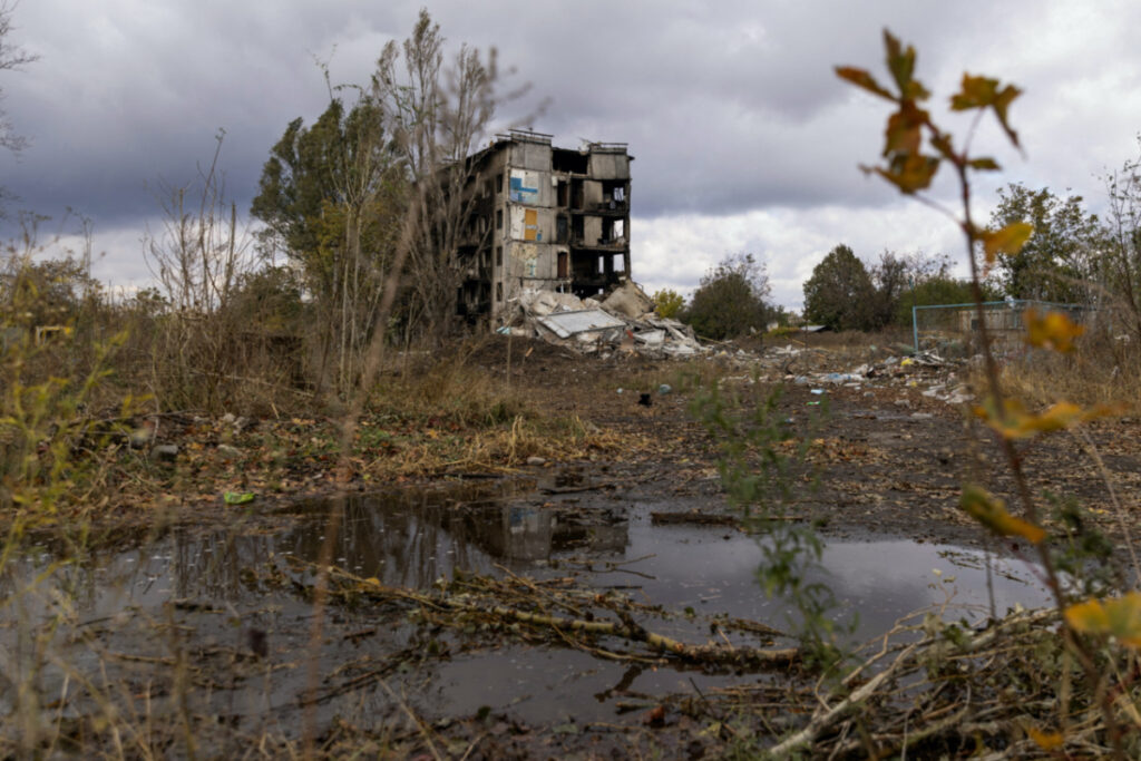 A view shows a heavily damaged residential building, amid Russia's attack on Ukraine, in the town of Avdiivka, Donetsk region, Ukraine, on 17th October, 2023.