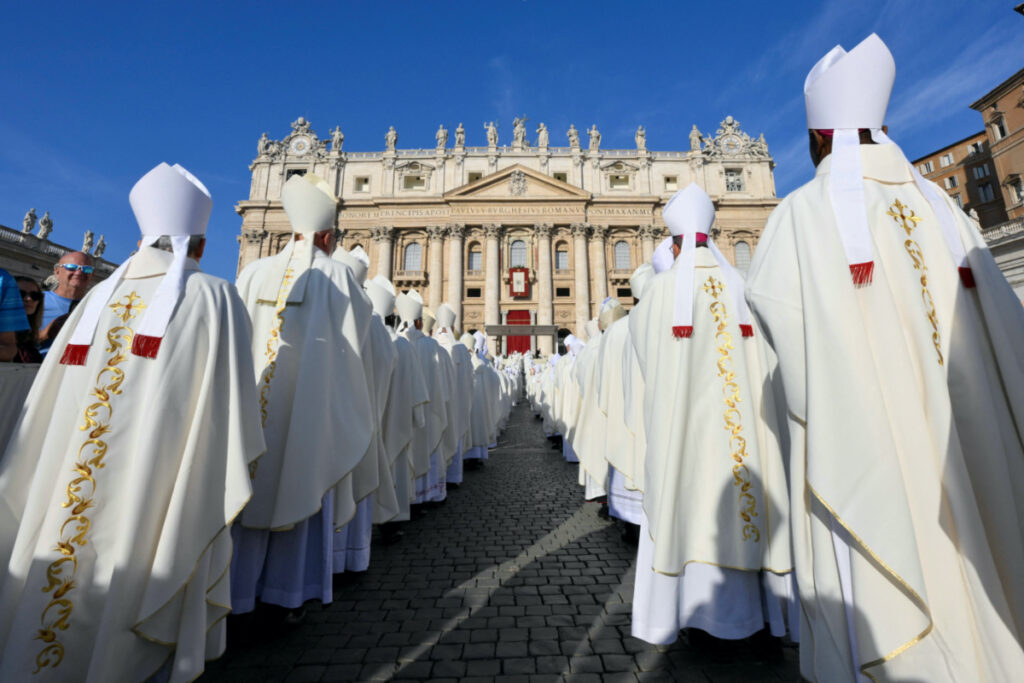 Clergy members attend a mass, led by Pope Francis, to open the Synod of Bishops in St Peter's Square at the Vatican, on 4th October, 2023