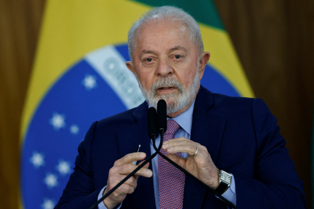 Brazil's president Luiz Inacio Lula da Silva attends a press conference at the Planalto Palace in Brasilia, Brazil, on 1st November, 2023