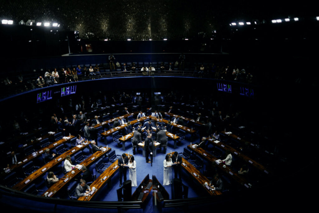 General view of Brazil's Federal Senate during a session in Brasilia, Brazil, on 8th November, 2023.