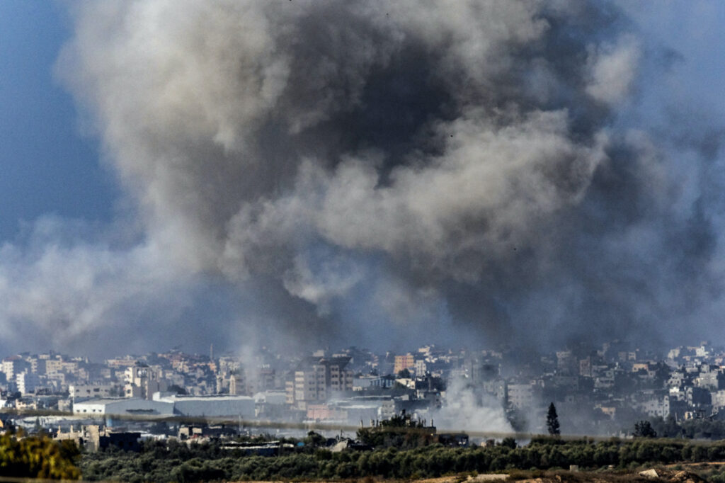 Smoke rises over Gaza as seen from southern Israel, on 10th November, 2023.