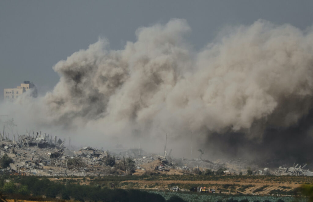 Smoke rises after Israeli air strikes in Gaza, as seen from southern Israel, amid the ongoing conflict between Israel and the Palestinian group Hamas, on 19th November, 2023.