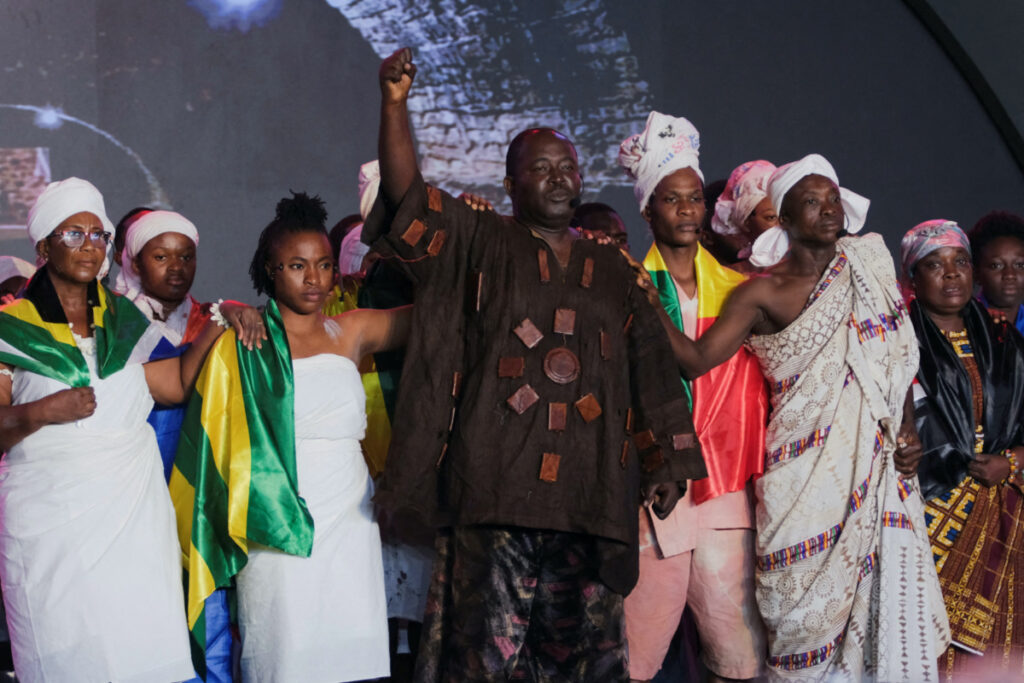 A performance on the trans-atlantic slave trade is staged during the opening event of the African Union's conference on reparations in Accra, Ghana, on 14th November, 2023.